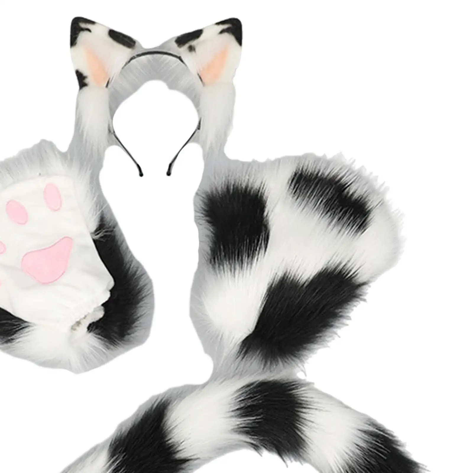 مجموعة ذيل وأذنين القطط والكفوف التأثيرية للأطفال والكبار، قفازات مخلب القطط من أجل
