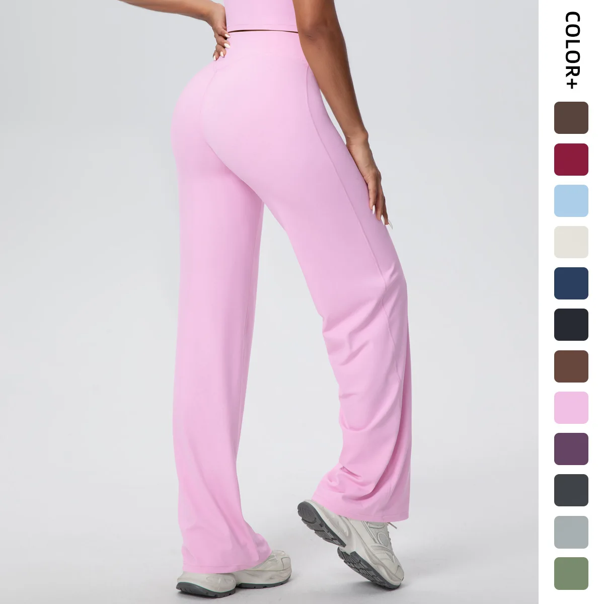 1PC Solid Color Loose Wide Leg Yoga Pants Breathable Quick Drying Outdoor Running Yoga Pants Thin Slack Full Length Fitness Pant