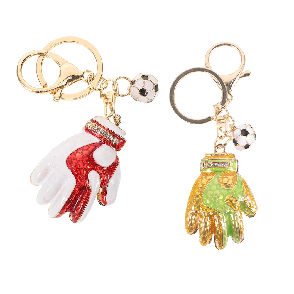 

2 Pcs Glove Keychain Soccer Goalkeeper Gloves Bag Pendant Luggage Decor Hanging Accessories Sports Fan Favors Creative Gifts