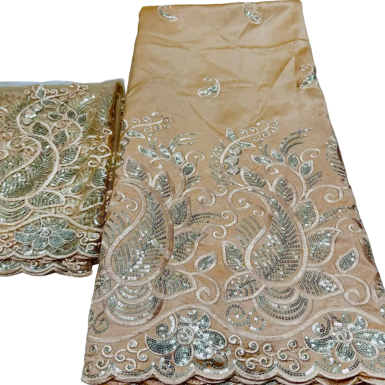 Nieuwe Pailletten George Kant 2025 Hoge Kwaliteit Indiase George Kant Stof Met Franse Netto Kant Stof Blouse Voor Trouwjurk 5 + 2 Yard