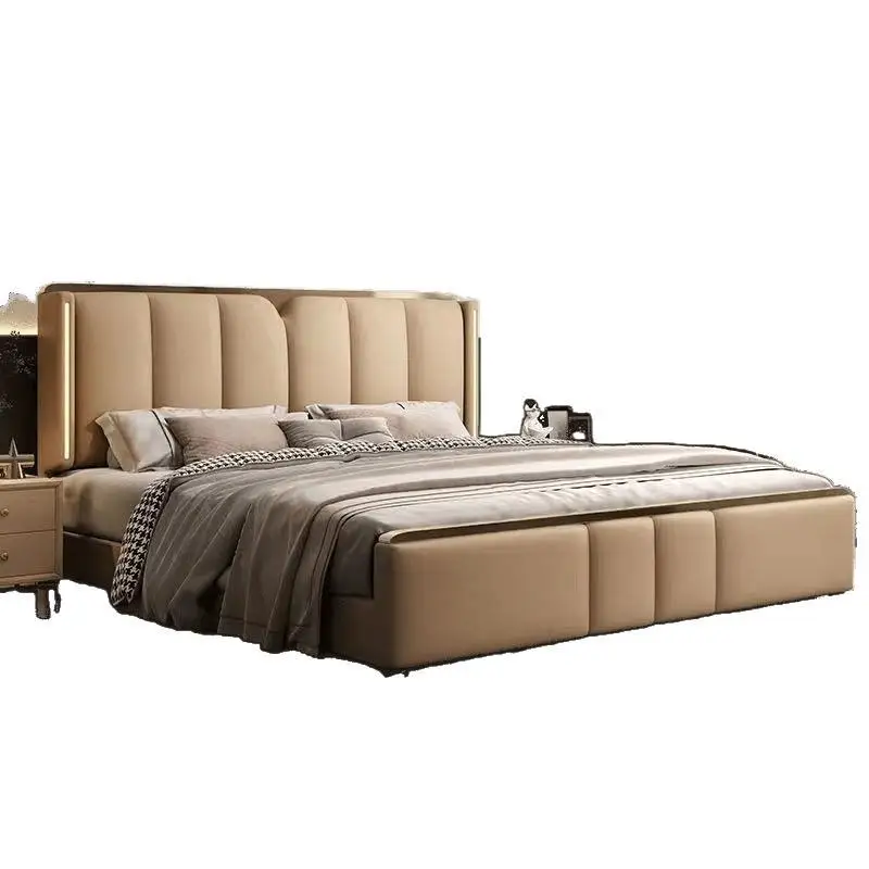 

Italian light luxury Internet celebrity bed, modern simple master bedroom bed
