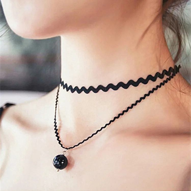 ZRHUA Choker Necklace Black Lace Velvet Strip Woman Collar Party Jewelry Neck Accessories Gold Silver Color Chain Necklaces