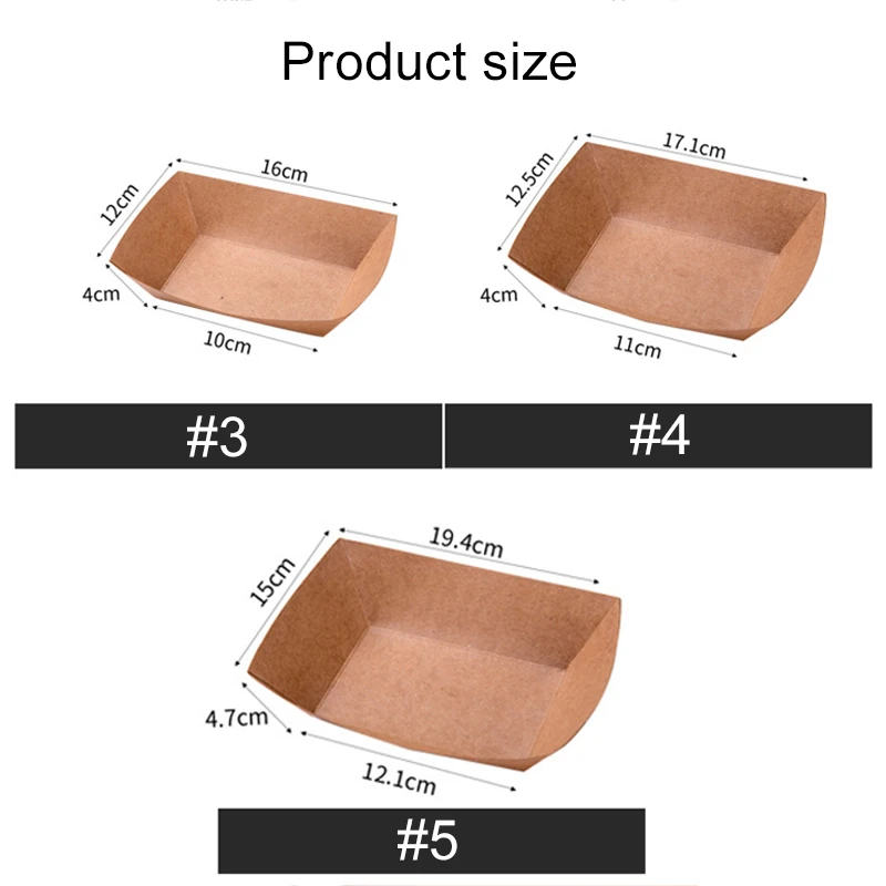 20 pz Scatola di Pranzo di Carta Kraft Marrone Tipo di Nave Vassoio di Cibo Usa E Getta Scatola di Imballaggio Stoviglie per Feste Antiolio per Patatine Fritte Snack TMZ