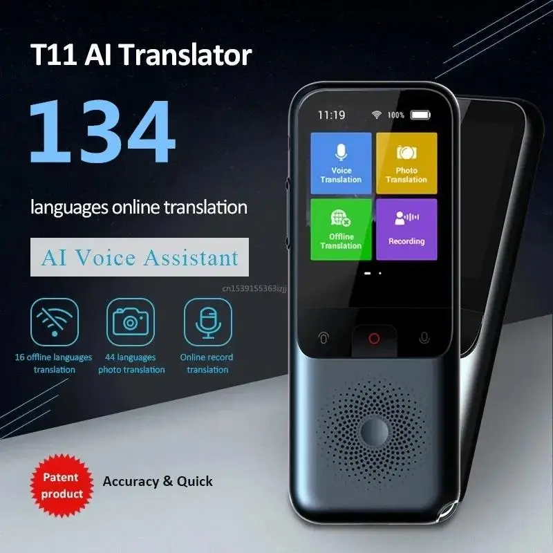 

Portable Smart Voice Translator T11 134 Languages Real-time Speech Interactive Offline Translation Machine Business Travel