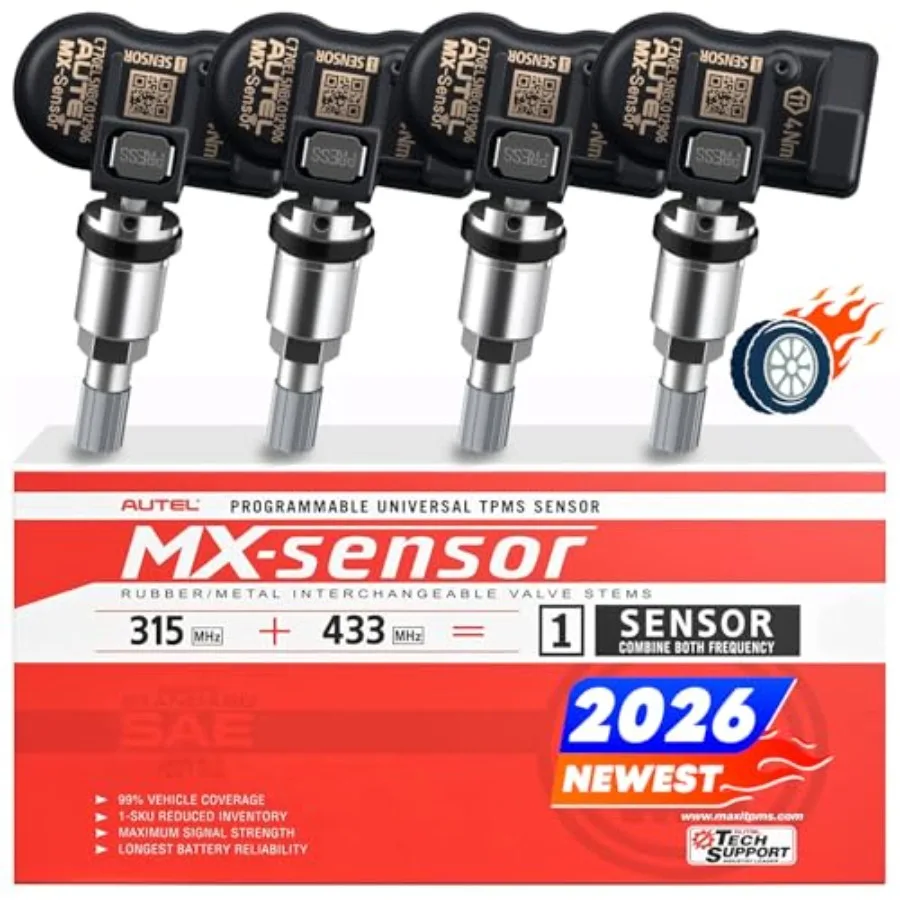 

Комплект из 4 датчиков TPMS MX-Sensor 2-в-1 (315 МГц + 433 МГц), универсальные программируемые датчики TPMS с возможностью впрессовки, 100% клонирование на уровне OE через TPM
