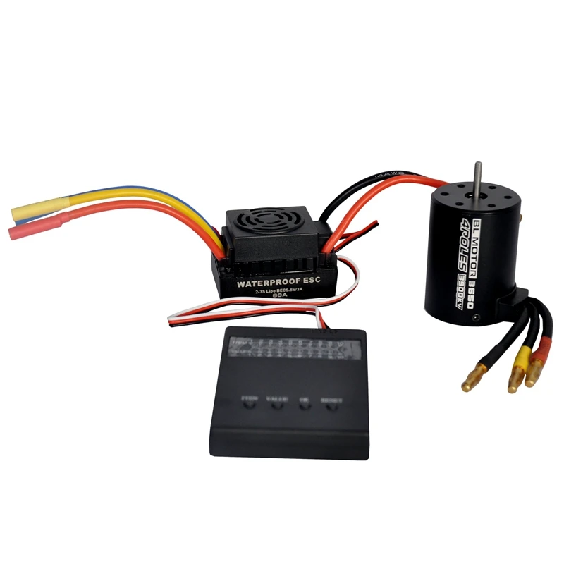 

Waterproof 3650 3900Kv Rc Brushless Motor 60A Esc Programmer For 1/10 Rc Car Truck Motor Kit