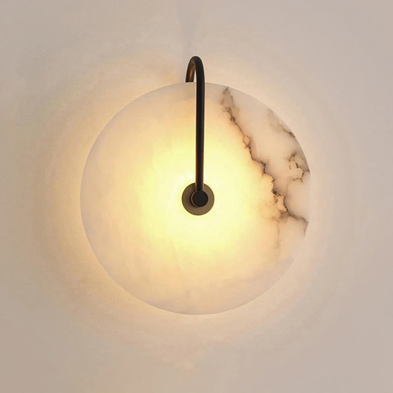 Nordic Postmodern Minimalist Marble Wall Light Creative Circular Dining Room Living Room Bedroom Bedside Study Marble Wall Light