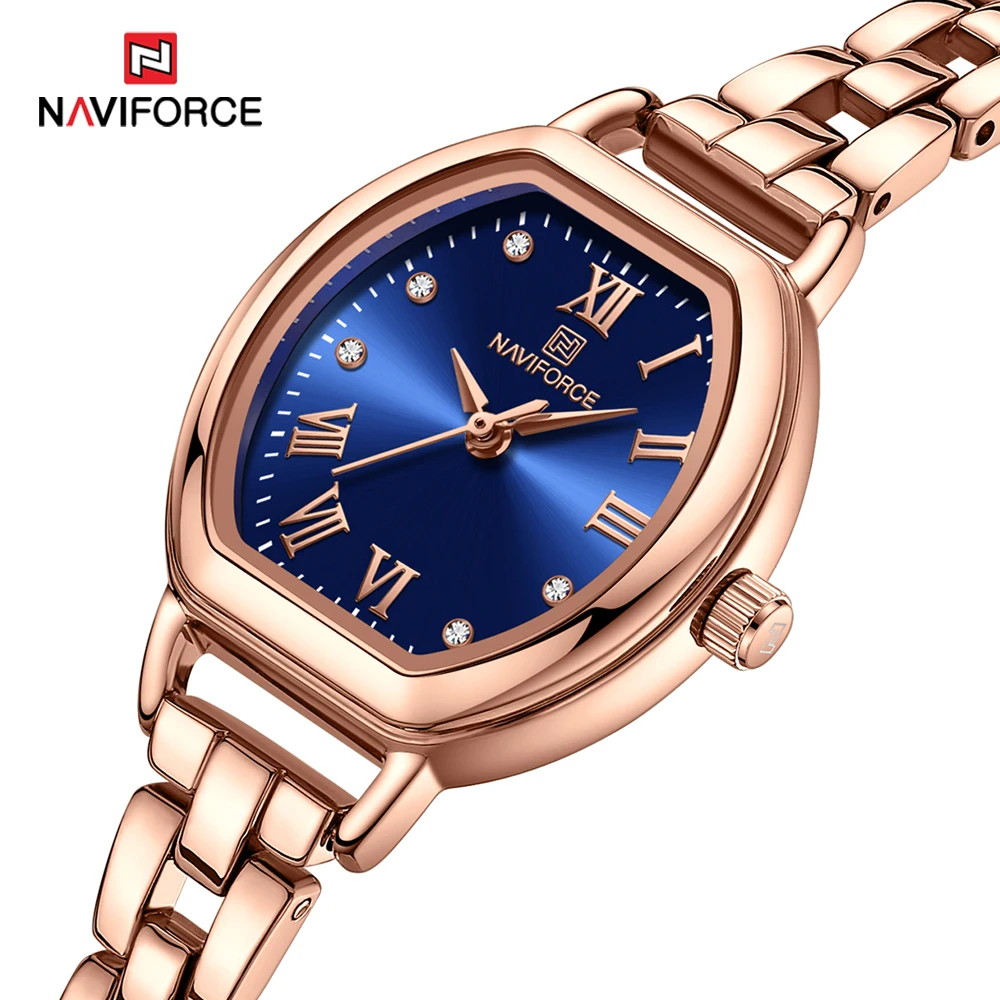 

NAVIFORCE Luxury Original Women's Wrist Watch Small Dial Quartz Waterproof Watch RoseGold Steel Strap Ladies Watches