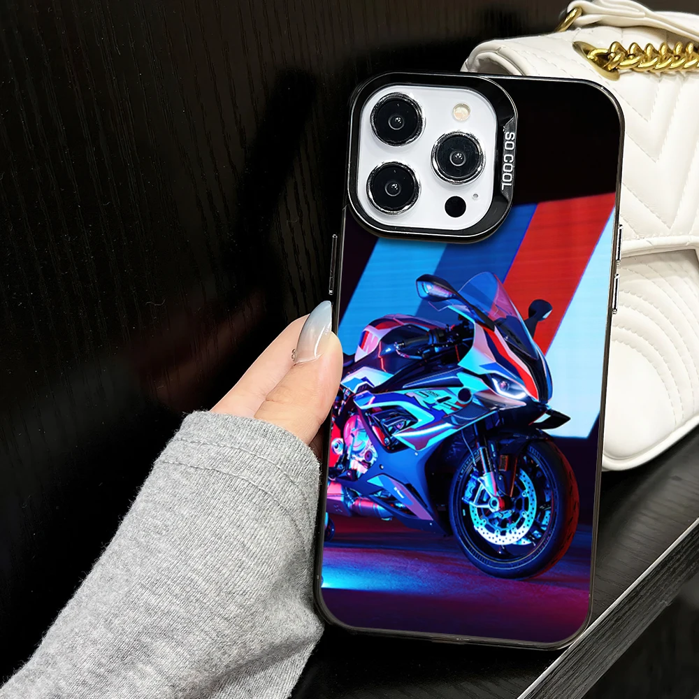 Cool M-s1000rr-R Motorcycle Luxury Phone Case for iPhone 16 12 13 14 15 11 Max Pro Plus Laser IMD Color Shell