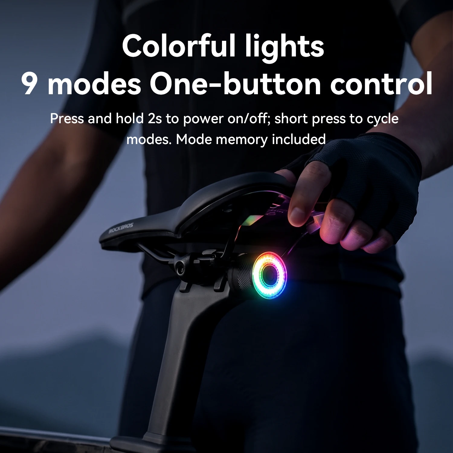 ROCKBROS Bike Rear Light Waterproof Brake Sensing Bike Rear Light 300mAh Battery Type-C Rechargeable Cycling Safety Tail Light