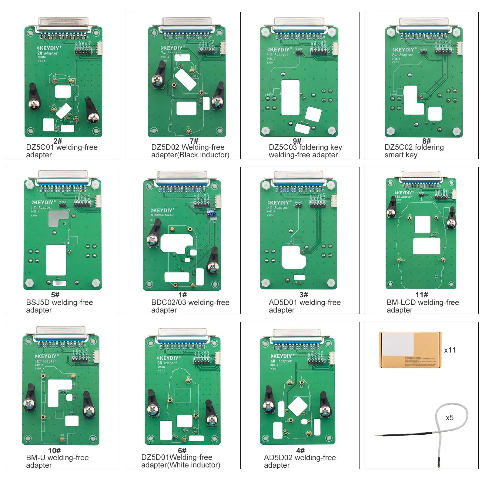 KEYDIY Clamp Adapter 11 Piece used with KD X4 and KD MAX Key Programmer