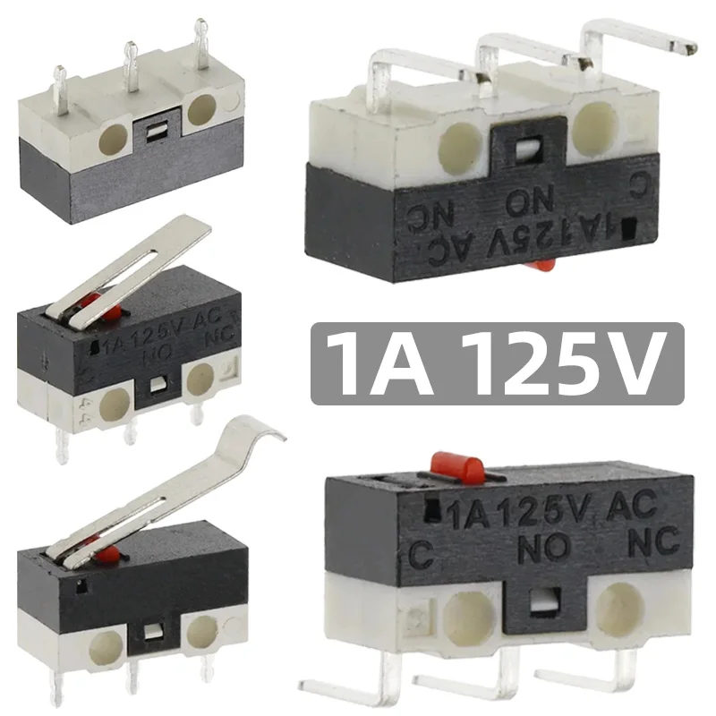 20/100/1000Pcs Micro Limit Switch Mouse Button Tact Switch with Handle Roller Lever Arm Bent Pin PCB Terminal SPDT