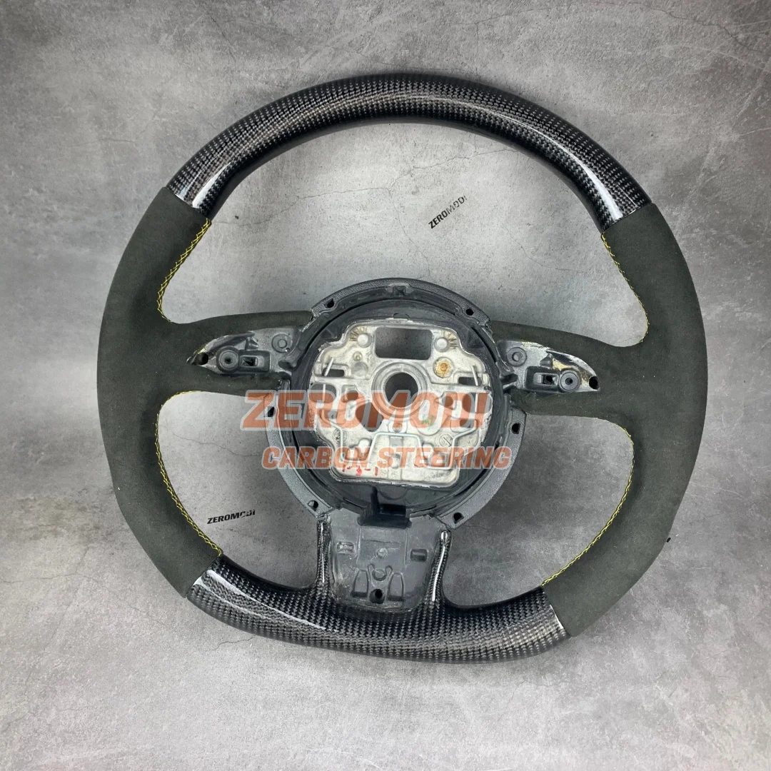 

Спортивный руль с плоским дном для Audi A6 C7, 100% карбон, кожа, модифицированные аксессуары для гоночного автомобиля, аксессуары для интерьера.