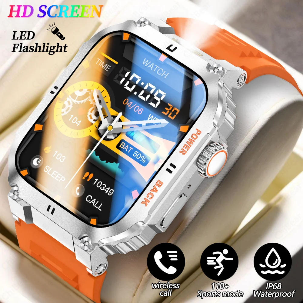 

2025 New Military Men's Smartwatch Fitness Clock Health Monitor Bluetooth Call Waterproof Sports Wrist Watches For Android IOS