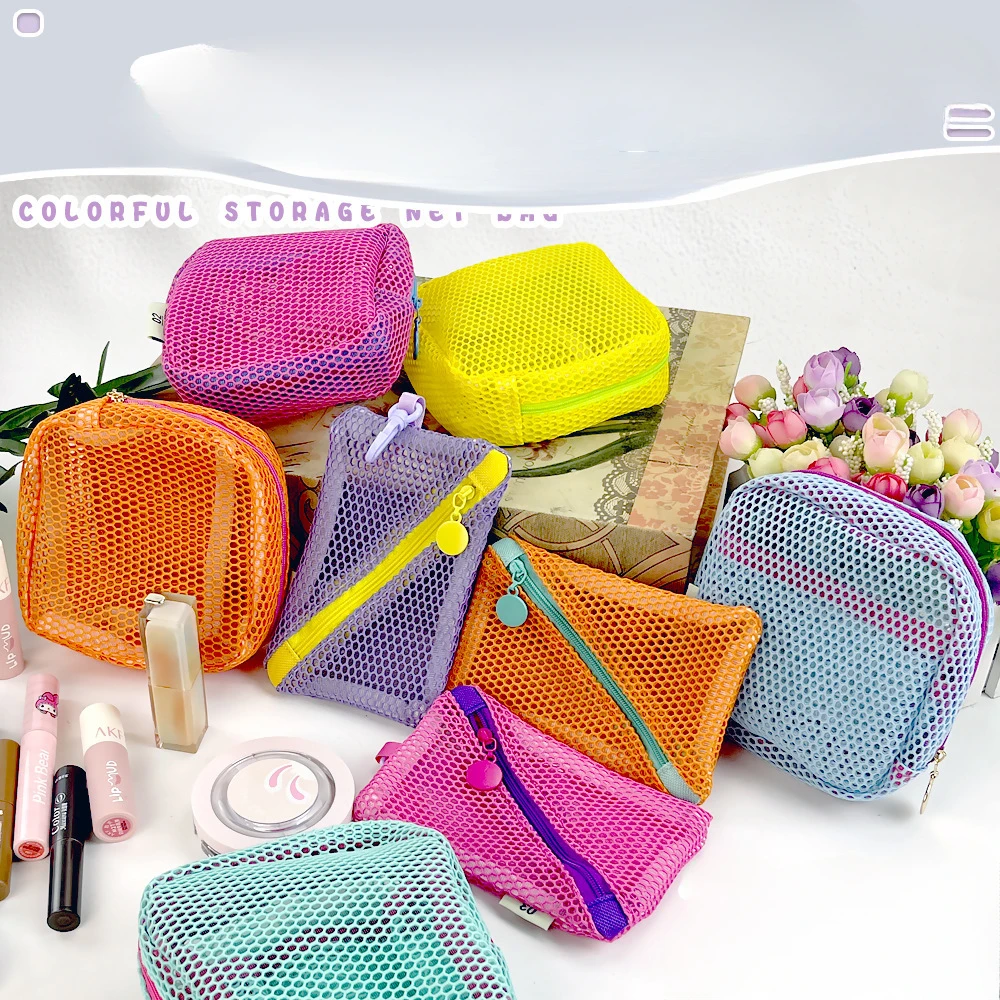 Colorful mesh tofu bag, ultra light miscellaneous storage small bag, multi-purpose mesh bag