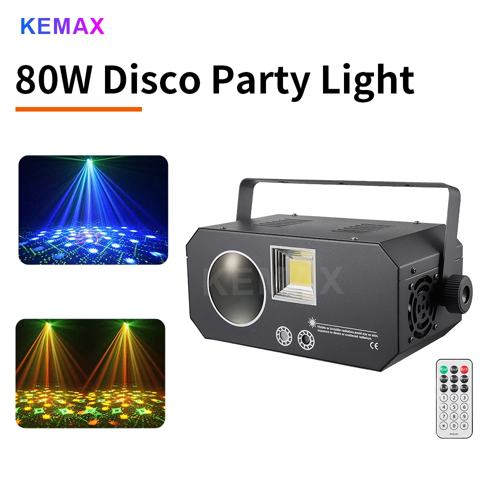 

80W Disco Party Light Remote Control LED Pattern 3in1 Stage Effect Lights Beam Strobe DJ Equipment For Club Events Dance Bar