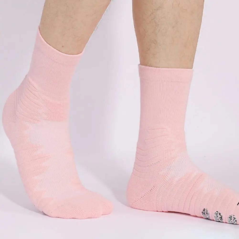 Anti-slip Cushioned Socks Athletic Crew Socks with Cushioning Breathable Compression Non-slip Sports Socks for Running