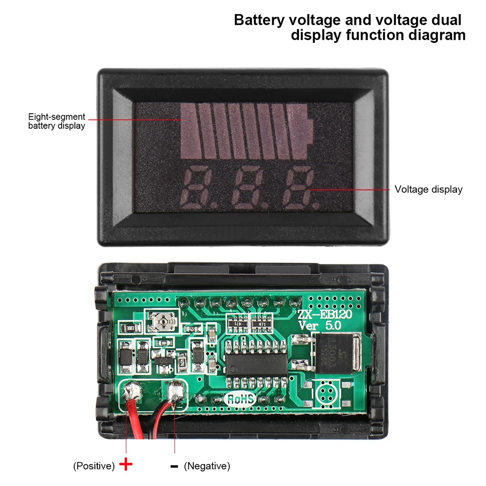 0.56 LCD Digital Voltmeter 12/24/36/48/60V Lithium Battery Capacity Meter Tester Voltmeter For Battery Car Lead Acid Power Car