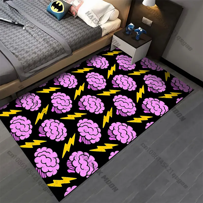 Brains and lightning bolts pattern carpet Yoga living room room decor children's crawling mat doormat area rug games mat