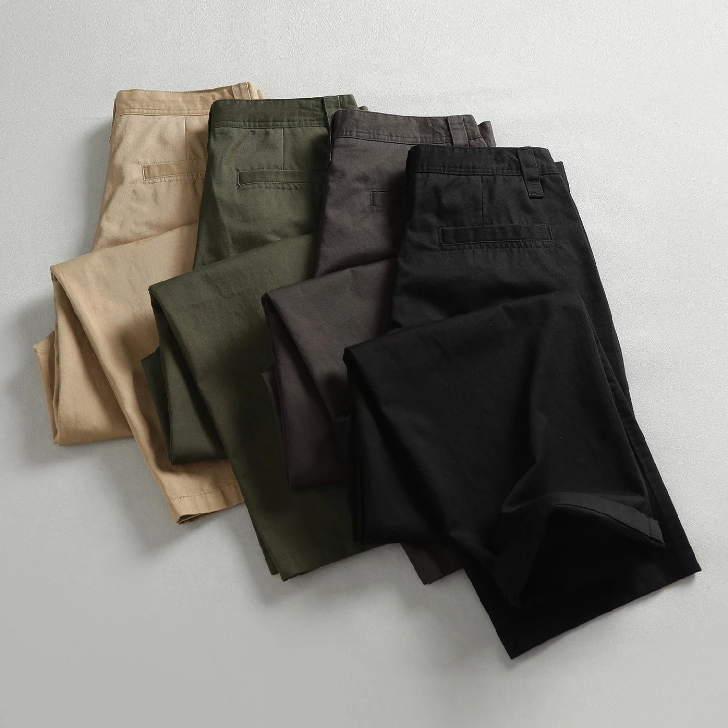 Loose wide-leg version woven pure cotton washed American simple casual pants men's trendy versatile trousers