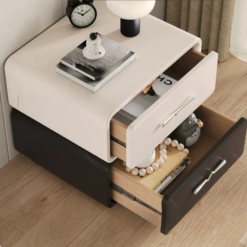 Elegant Black Bedside Table White Minimalistic Luxury Narrow Nightstands Drawers Storage Unique Mesita Noche Bedroom Furniture