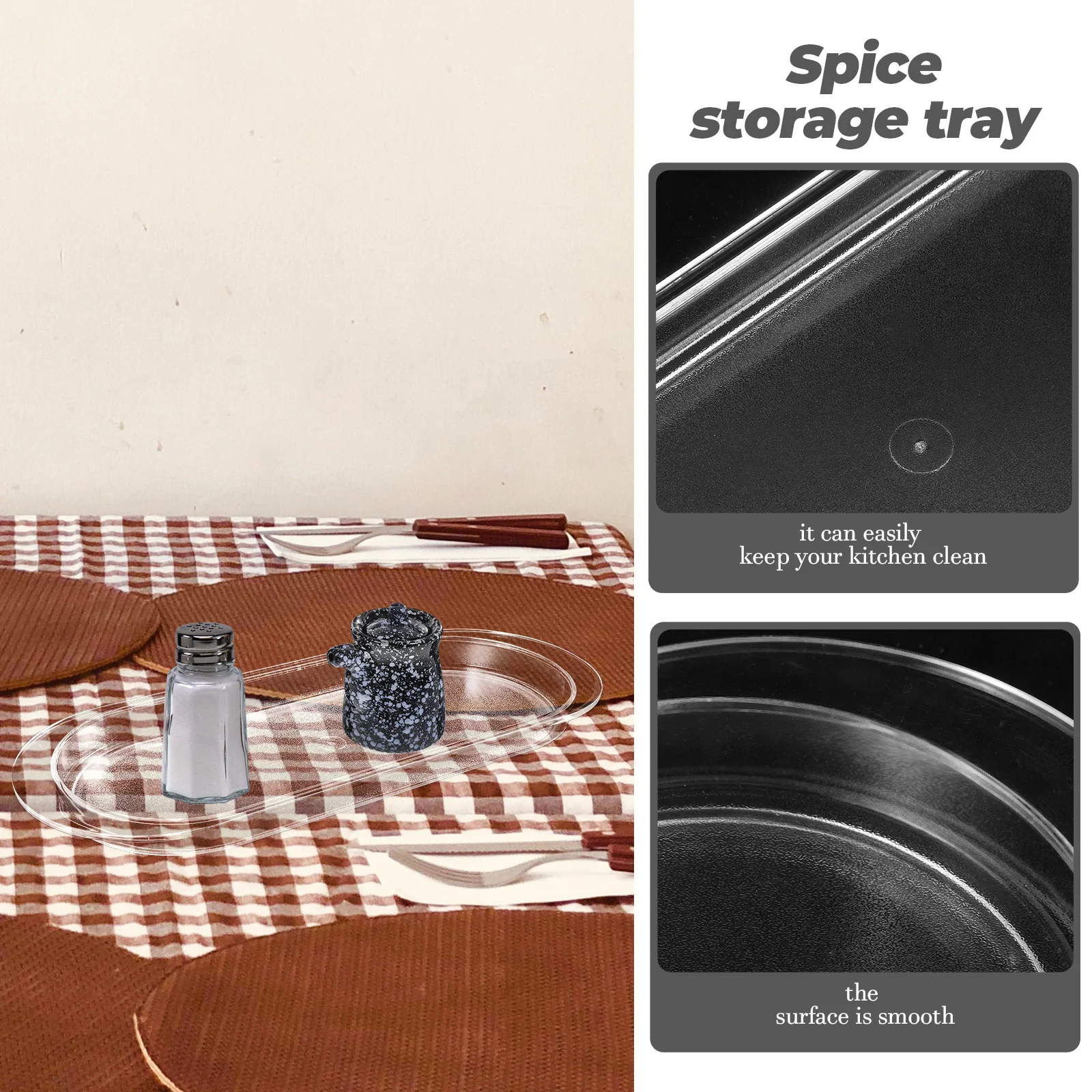 

Acrylic Tray Reusable Plastic Spice Storage Tray Kitchen Organizer Condiment Bottle Holder Seasoning Jar Rack Cabinet