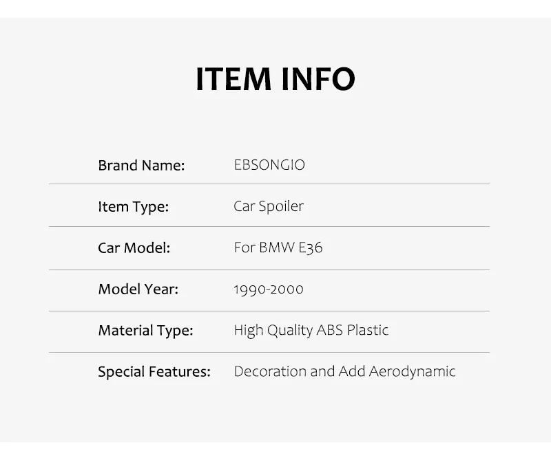 Für BMW 3er M3 E36 GT GTR Heckspoiler Flügel Kofferraum Drift Body Kit 1990–2000 – Detail 5