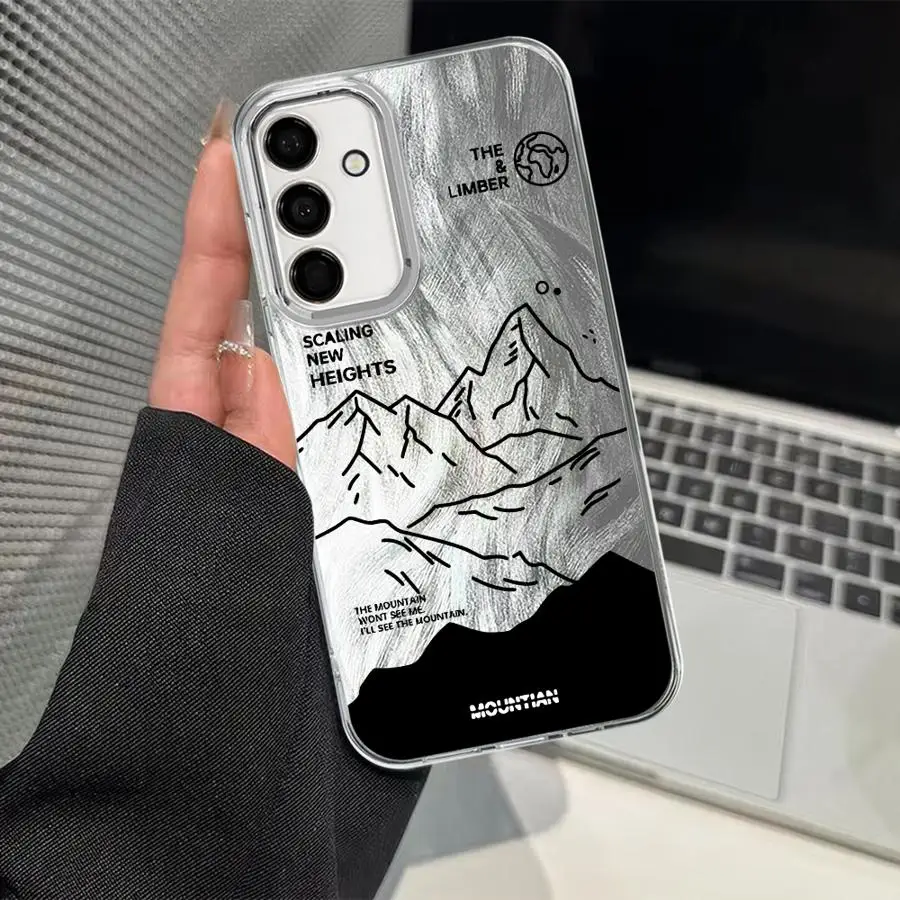 Cartoon Mountain Road Moto Nero Soft Shell Cassa Del Telefono per Samsung Galaxy A51 A52 A26 A55 A21s A35 A36 A15 A16 A23 A13