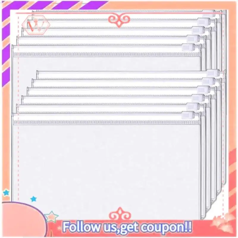 

Upgraded 68 PCS Binder Pockets A6 Size 6 Holes Zipper Binder Pouch Folders Clear Waterproof PVC Loose Leaf Bags For 6 Ring Binde