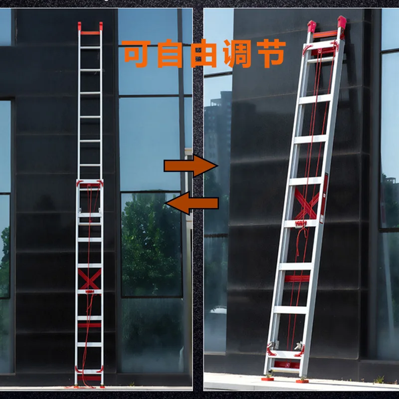 سلم Jiangzhicheng من سبائك الألومنيوم السميك، سلم هندسي تلسكوبي من جانب واحد يرفع العلية بشكل مستقيم