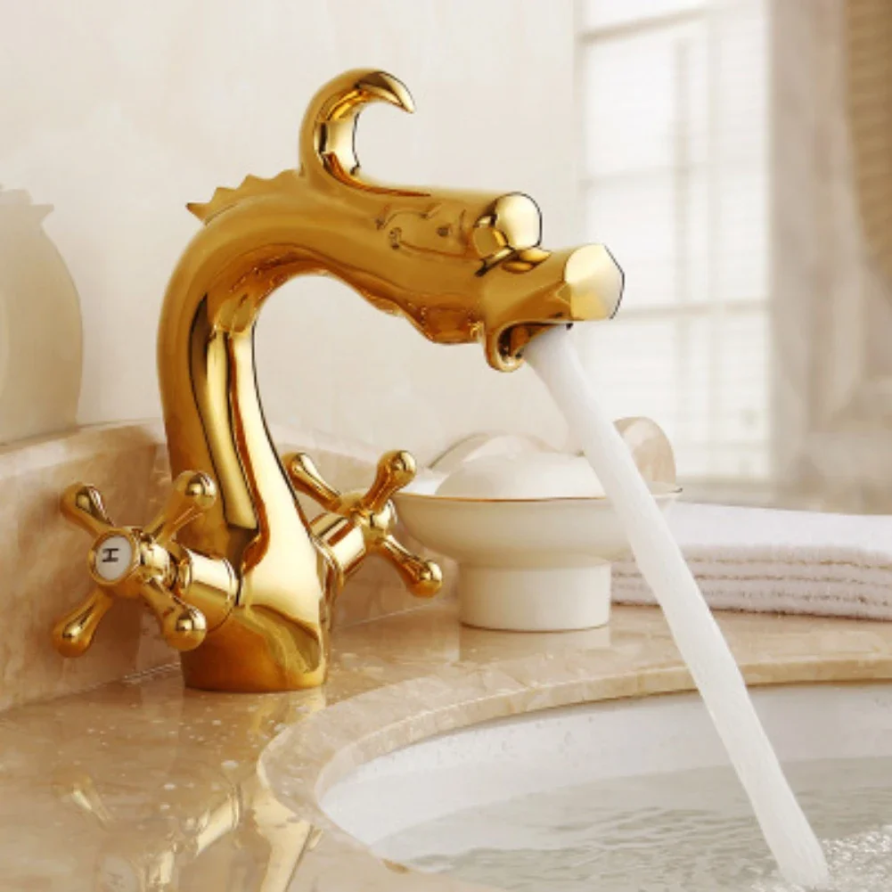 

Bathroom Faucet Crafted from Solid Brass with Water Saving Aerator and Double Cross Handles for Precise Temperature Adjustment