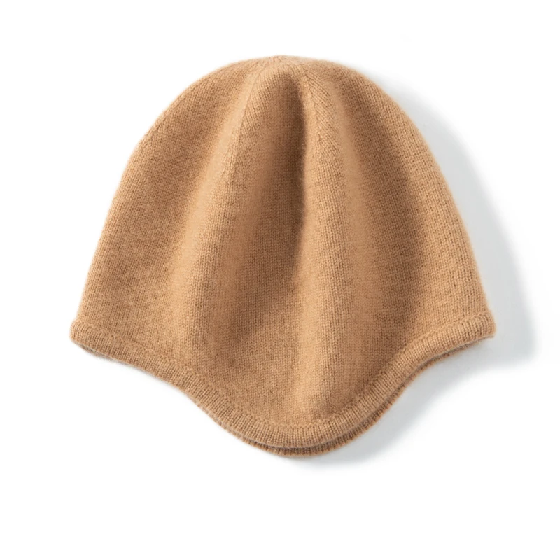 MERRILAMB Winterjacken-Mützen für Damen, lässig, hochwertige reine Kaschmirmütze, einfarbig, weiche, warme, gestrickte Outdoor-Beanie-Mütze – Detail 2