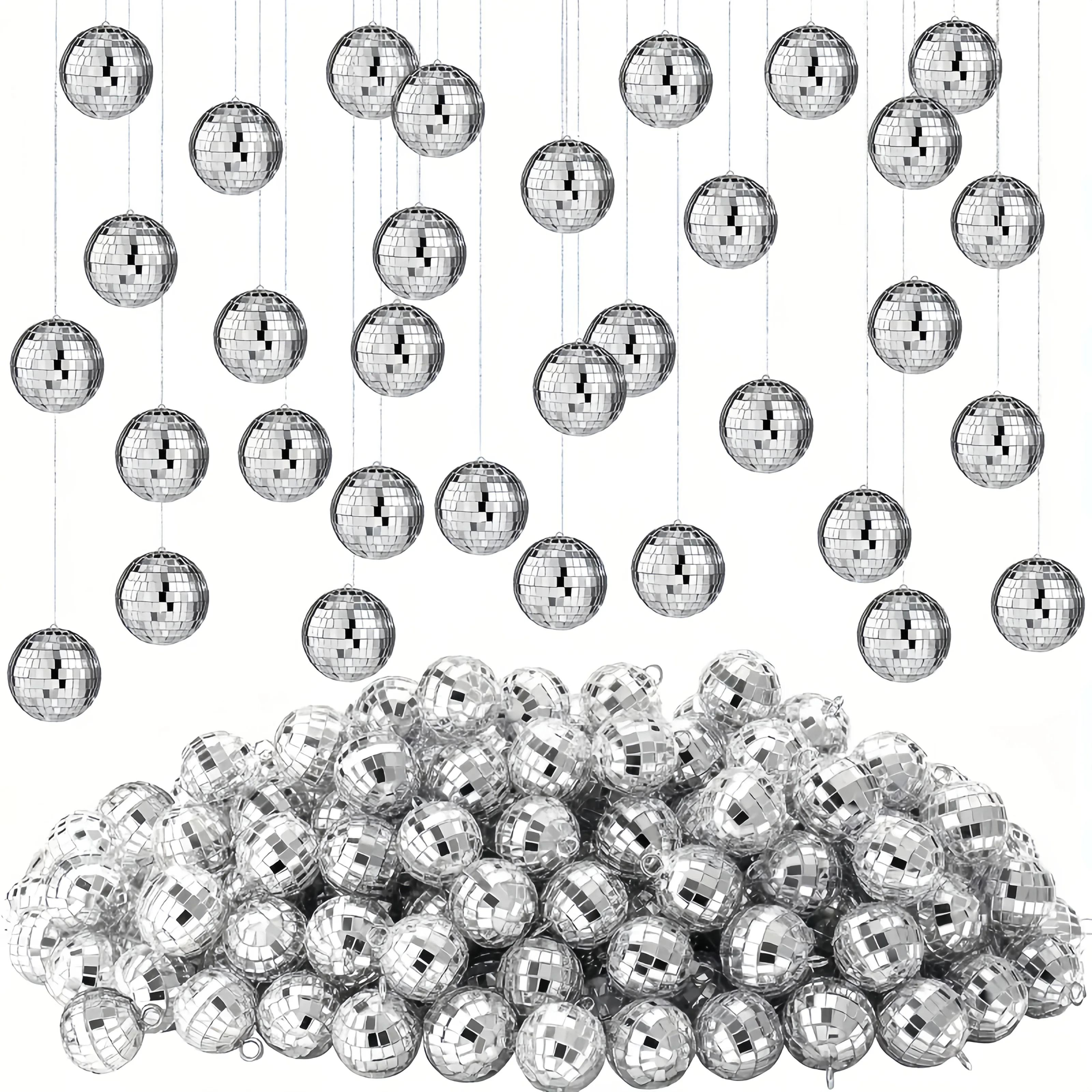 12個のミニディスコミラーボール-銀色の反射ガラスオーナメン - Disco Ball Mirror のレビューと価格