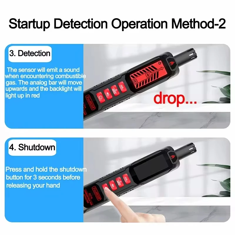 New Gas Leak Detector Combustible Natural Co2 Alcohol LPG Methane Analyzer Rechargeable Buzzer Alarm PPM LEL Tester