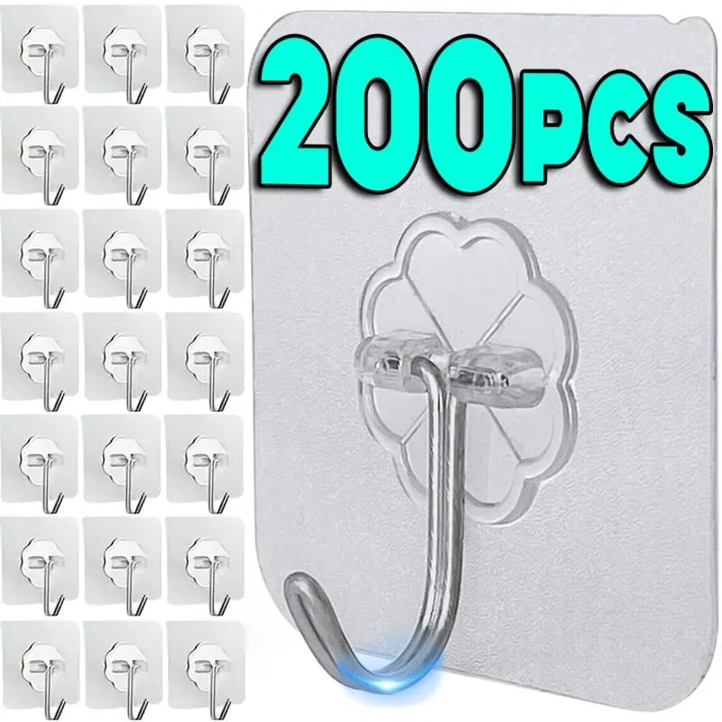 

Transparent Self Adhesive Wall Hooks Heavy Duty Multi-Purpose Wall Hook Key Holder Towel Holder For Kitchen Bathroom Accessories