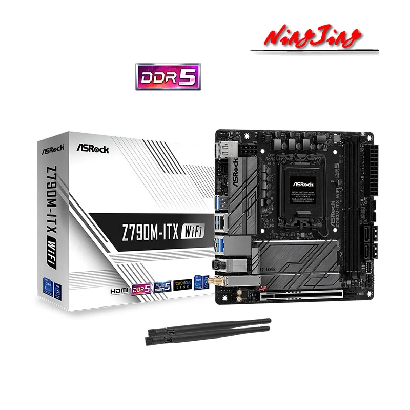 ASROCK New Z790M-ITX WiFi 6E Mini-ITX Z790 DDR5 6800+(OC) PCIe 5.0 x16 64G Supports 13th Gen & 12th Gen Intel Core™ LGA 1700 CPU