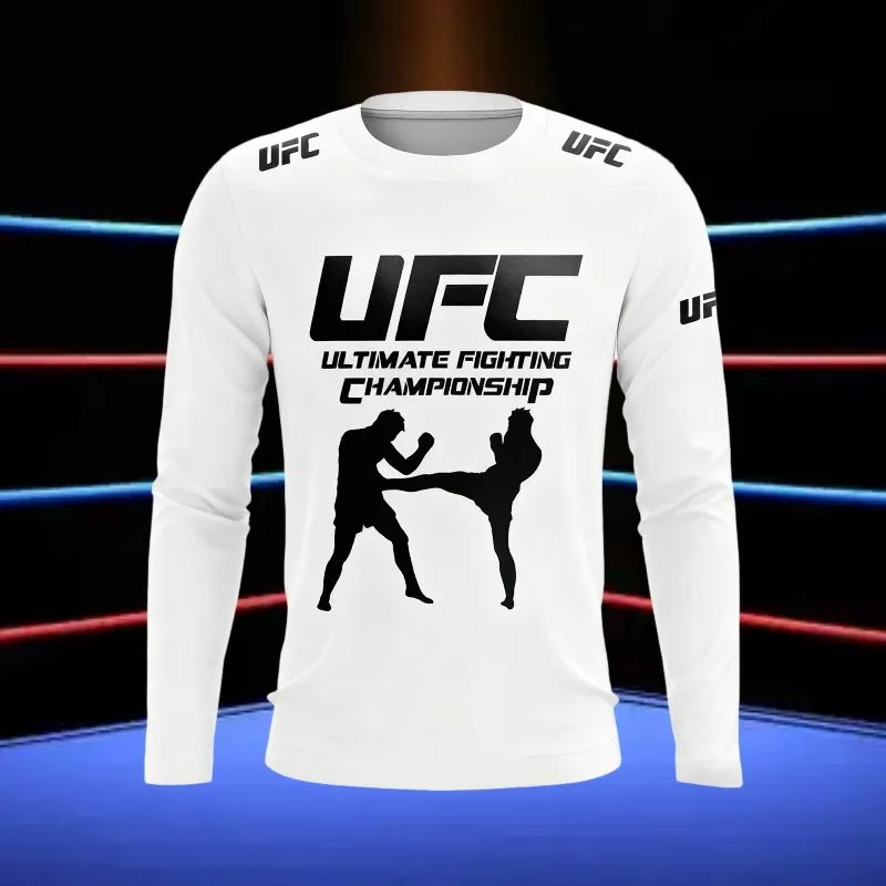 

MOTO-UFC мужская футболка с круглым вырезом и длинными рукавами с 3D-принтом для повседневного спорта, дизайн с цветными блоками, верх для улицы