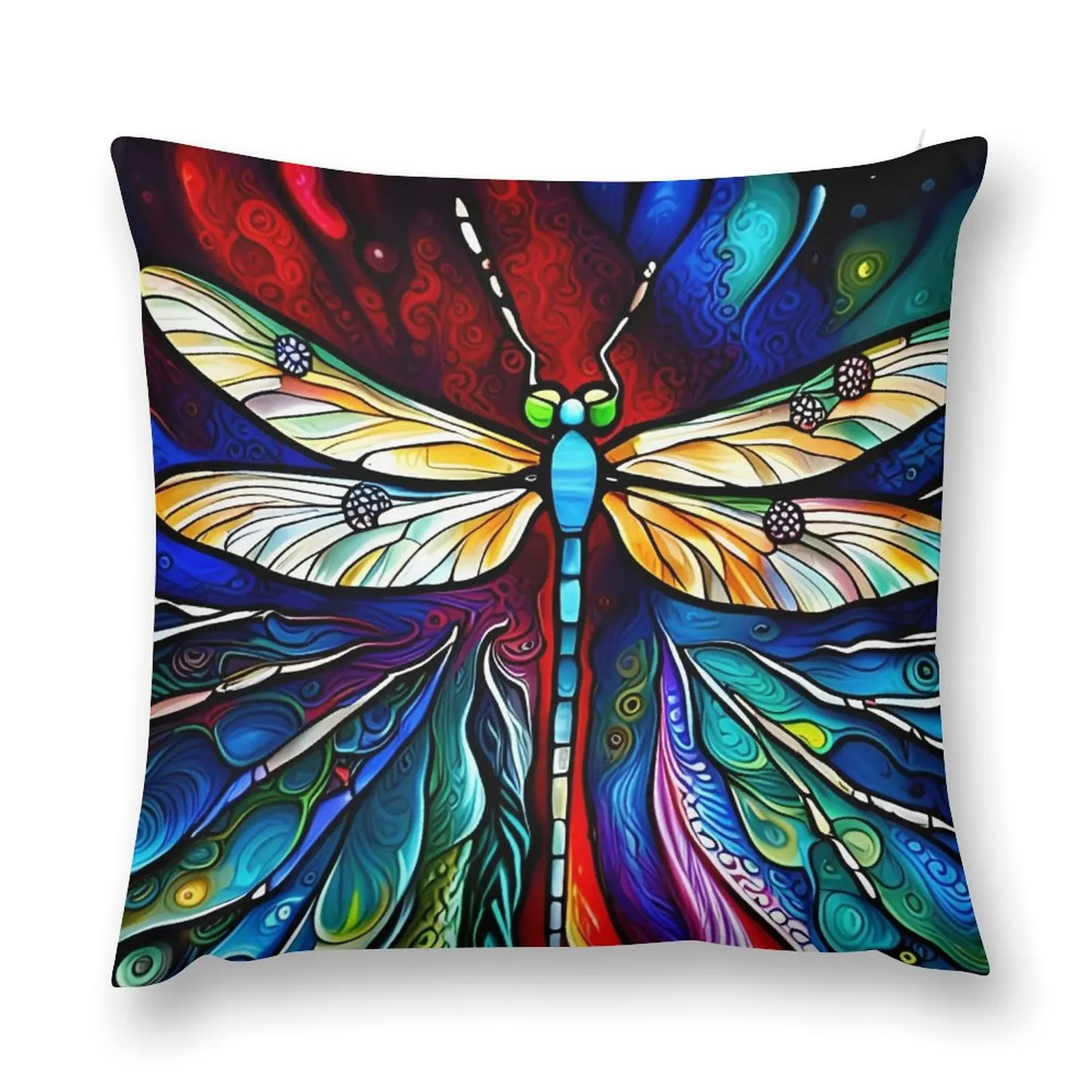 

Dragonfly Stained Glass Cartoon Throw Pillow Cushions For Sofa pillow pillowcase pillow