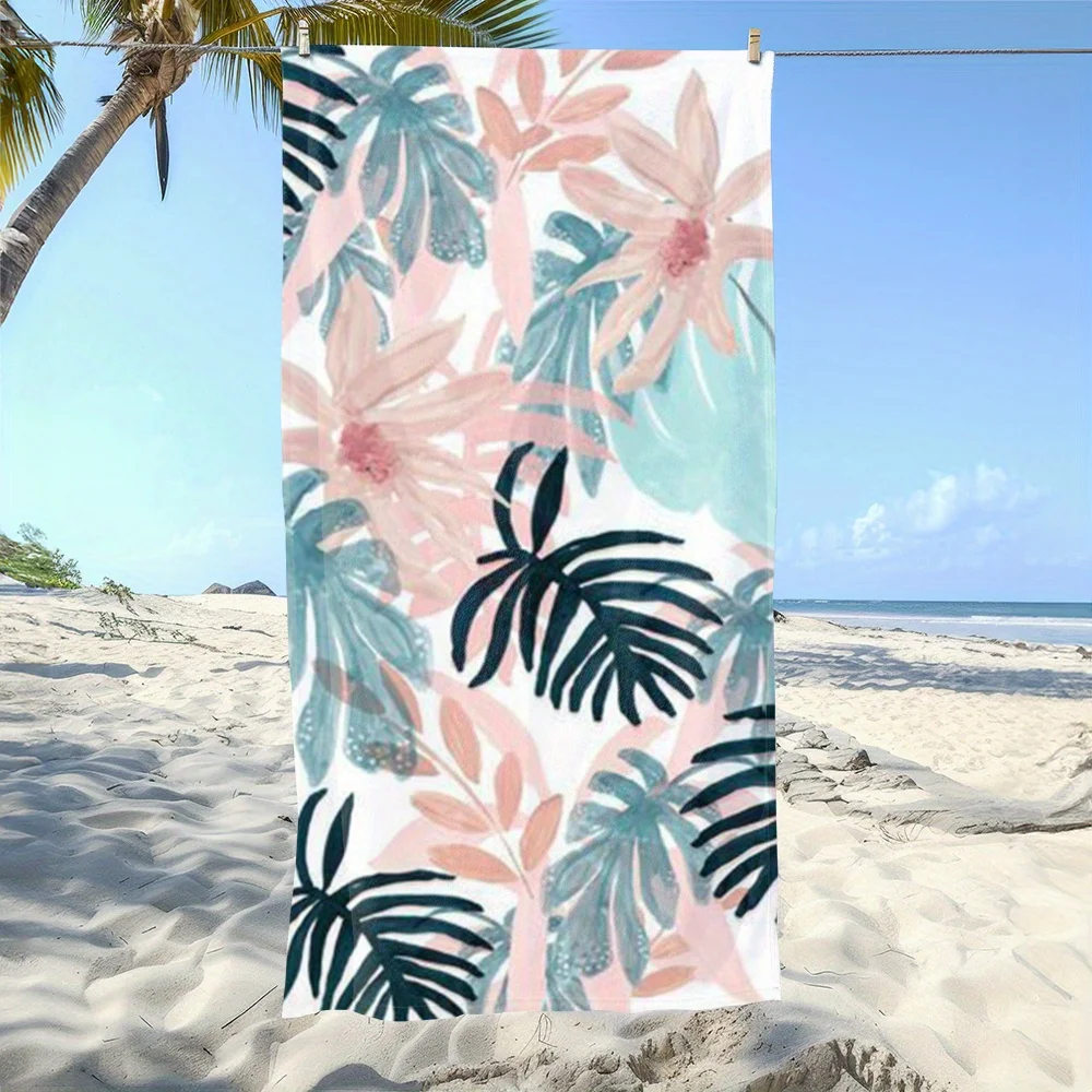 1 Quick-drying Beach Towel - Floral Bee Print Design, Soft and Absorbent Microfiber, Lightweight for Beach, Camping, Pool