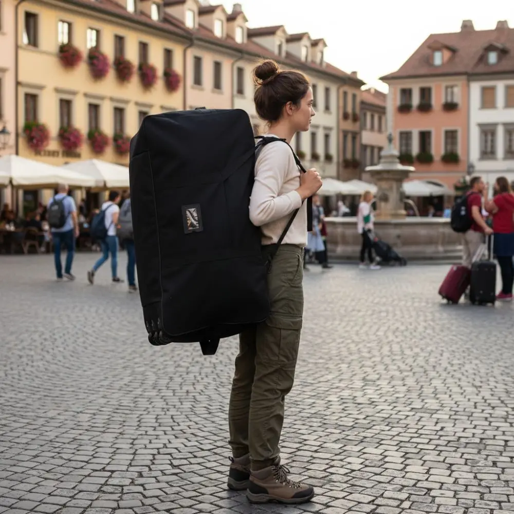 

Foldable Weekend Travel Bag Large Capacity Multiple Compartments Luggages Storage Bag Waterproof with Detachable Wheels