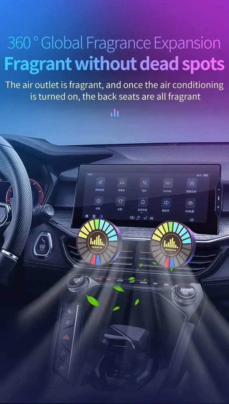 RGB Car Perfume Music Rhythm Sync Pickup Lamp Aroma Diffuser Auto Interior Rgb Ambient Lighting Car Aromatherapy Light