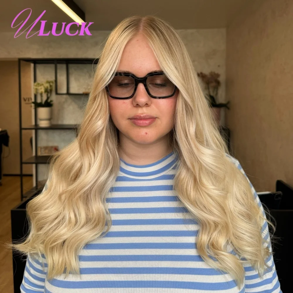 

Uluck Ombre Ash Blonde Colored Body Wave Hair 13x6 Lace Front Wigs Brazilian Human Hair Wigs Pre Plucked Ready To Wear For Women