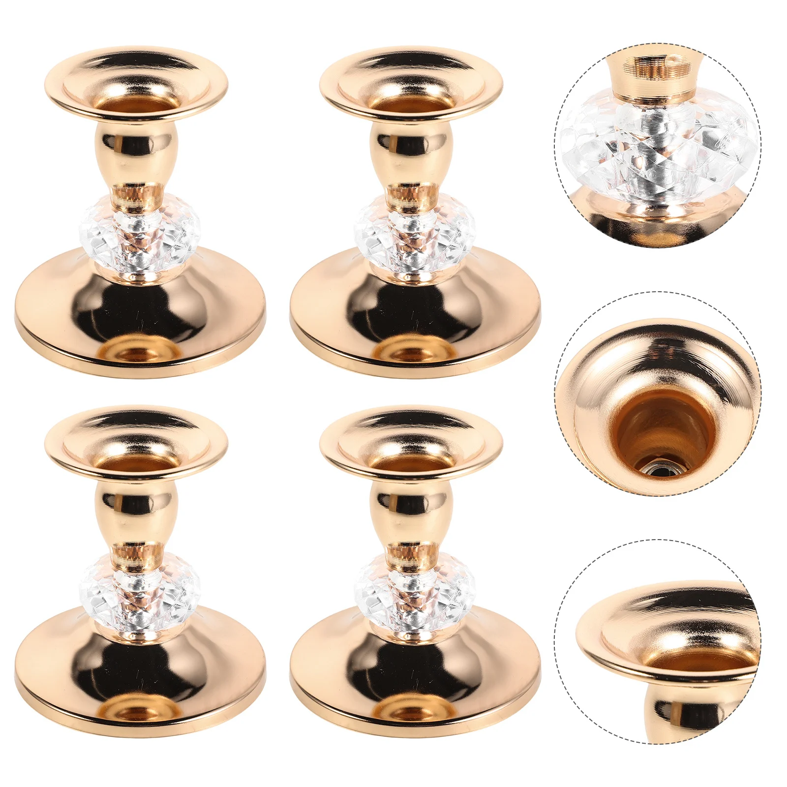 

4pcs Crystal Metal Tealight Candlestick Tall Votive Holders European Style Candelabra Centerpiece For Christmas Wedding Table