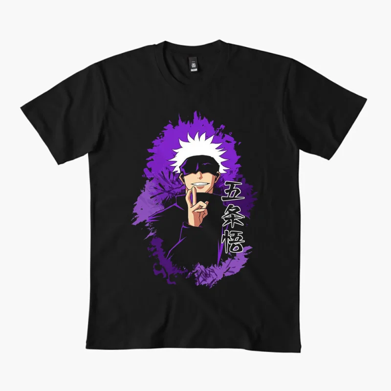 

0309 Saturo Gojo Kanji Anime T shirt Jujutsu Kaisen Manga Men's print Graphic Tee Shirt 100% cotton Y2K clothes All size tops