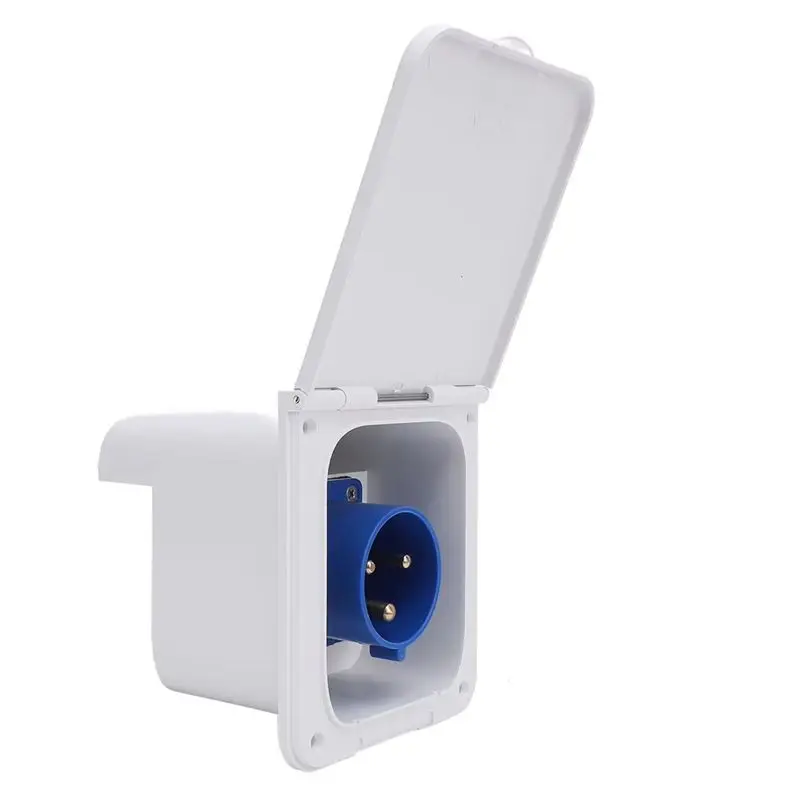 

A80X-Power Receptacle RV Inlet Socket 3 Pin 32A Flush Mount Waterproof For Motorhome Trailer Plug White