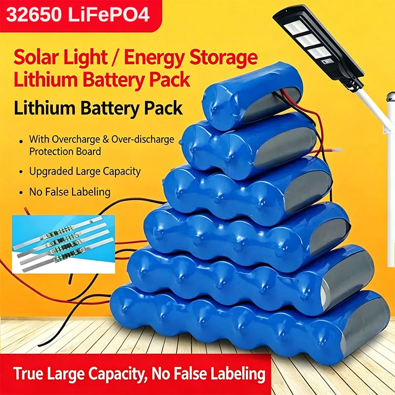 32650 LiFePO4 Battery Pack 1S1P-6S1P 3.2V 6Ah, 12Ah,18Ah,24Ah,30Ah,36Ah  with BMS, XT30/XH2.0/JST/SM/XH2.54 3P Connector