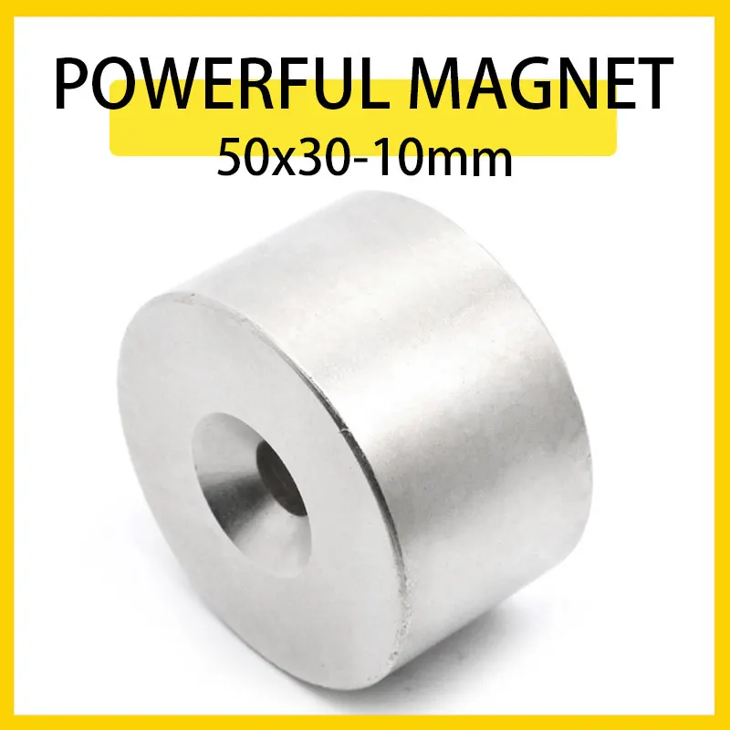 1Pc 50x30-10mm Neodymium Magneet N35 Ndfeb Ronde Super Krachtige Sterke Permanente Magnetische Imanes Disc 50Mm X 30Mm gat 10Mm