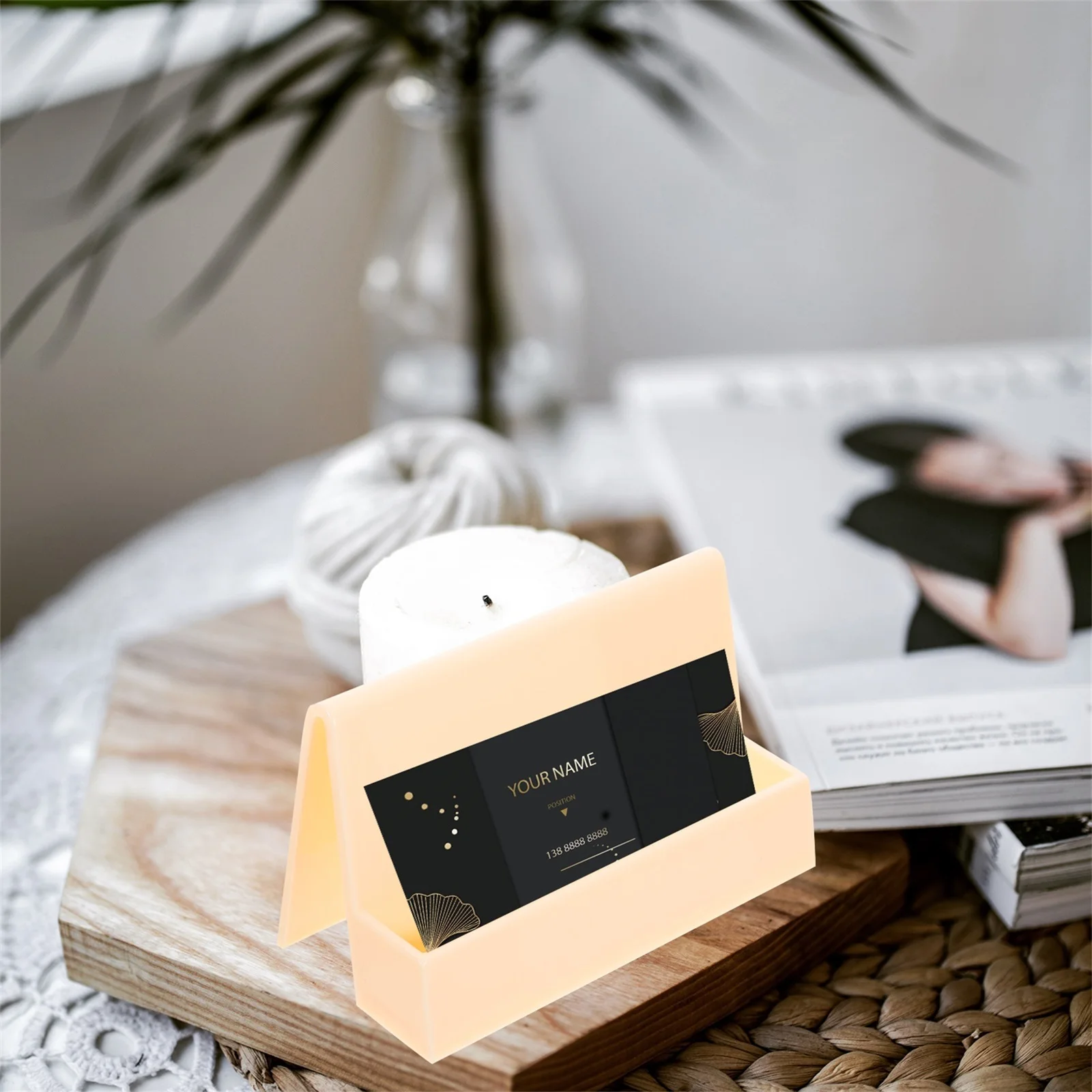 

2pcs Business Card Holder Desk Stand Cards ganizer Name Base Office Storage Shallow ange Rice White PP Material Easy Access