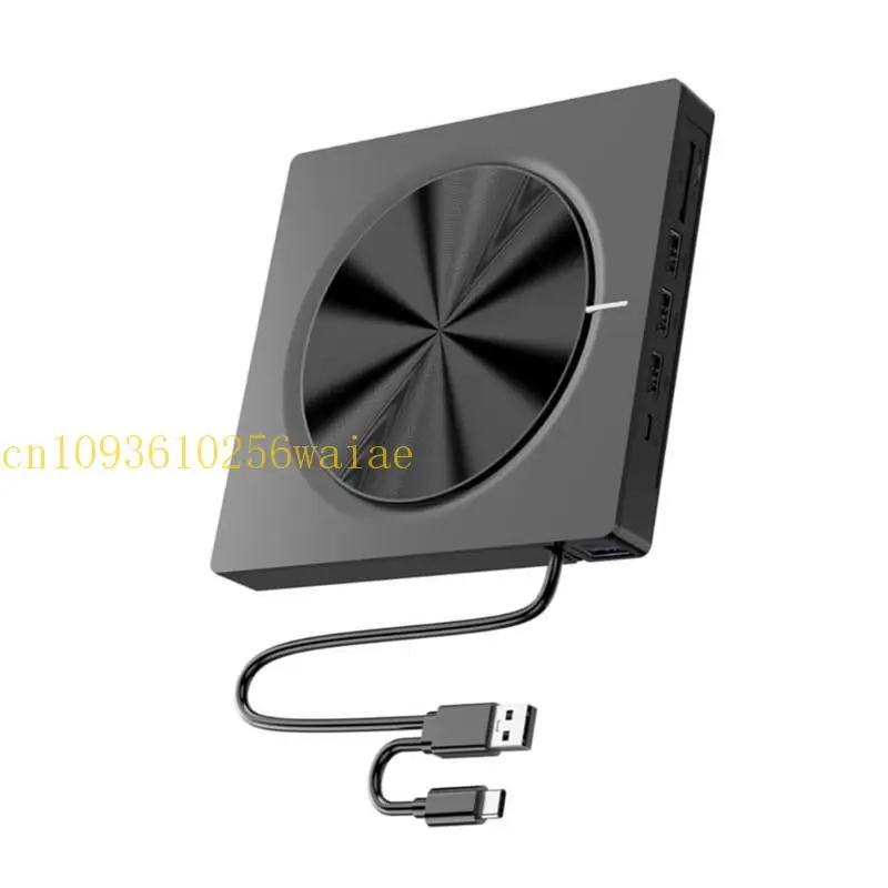 

Внешнее записывающее устройство компакт-дисков/DVD USB3.0 типа C с 4 USB-концентраторами и устройством чтения карт SDTF для ноутбуков и настольных компьютеров