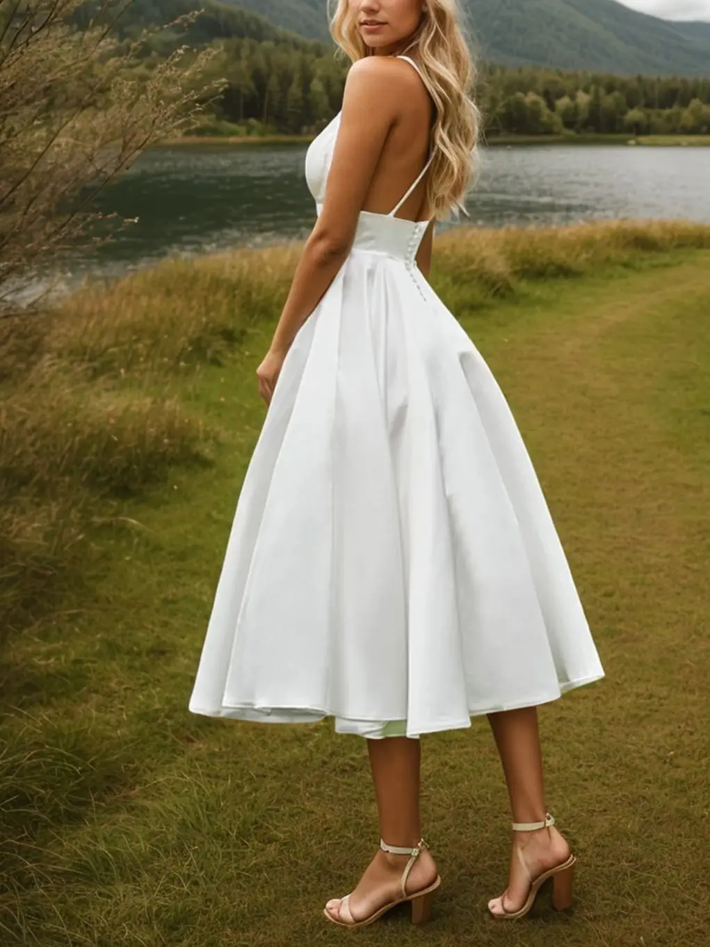 

Fashions Modern A-Line Evening Gown Sleeveless Satin Pleated Tea Length Spaghetti Strap Wedding Guest Dress 2025 Free Customized